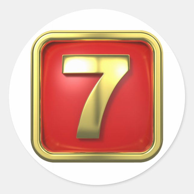 Gold Number 7 Jackpot Casino Classic Round Sticker (Front)
