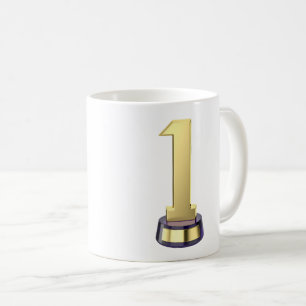 Gold number one trophy coffee mug