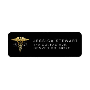 Gold Nursing Symbol Custom Label