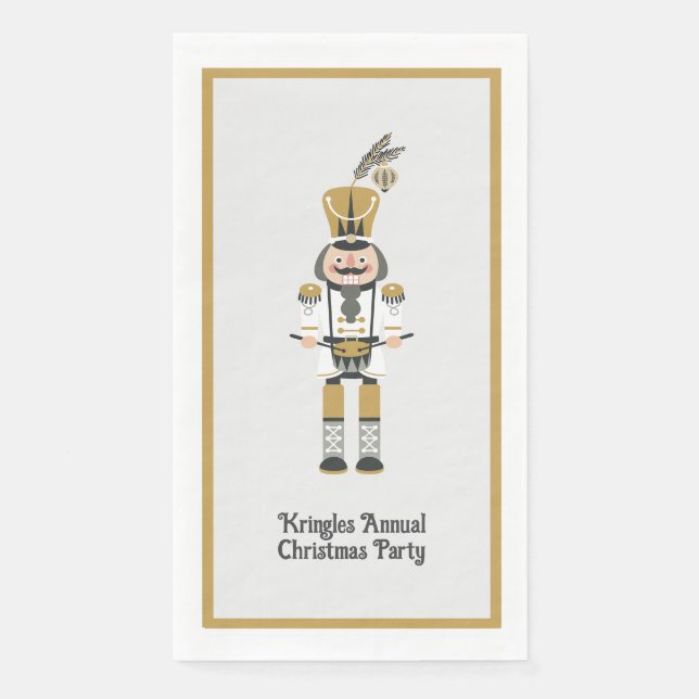 Gold Nutcracker Christmas Holiday Party Napkin (Front)