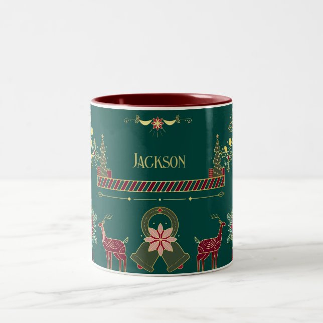 Gold Nutcracker Festive Personnalisé Christmas Mug (Centre)