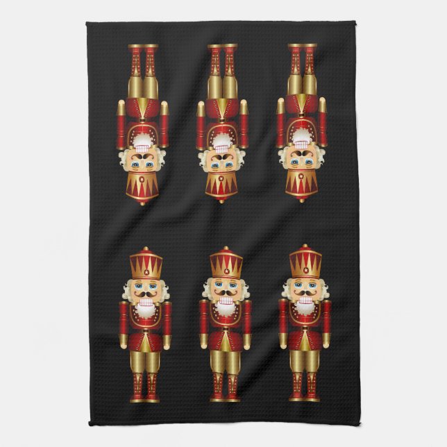 Gold Nutcrackers Kitchen Towel (Vertical)