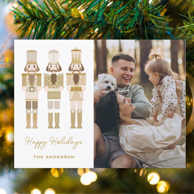GOLD NUTCRACKERS WITH PHOTO CHRISTMAS  POSTCARD (Creator Uploaded)