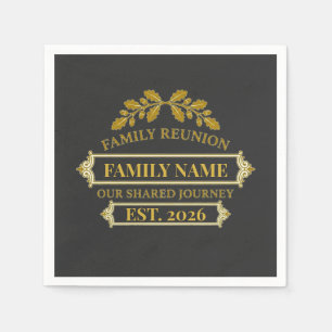 Gold Oak Leaf Family Reunion Custom Name and Year Napkin
