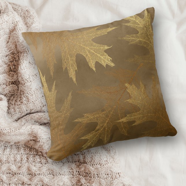 Gold Oak Leaf Throw Pillow (Creator Uploaded)