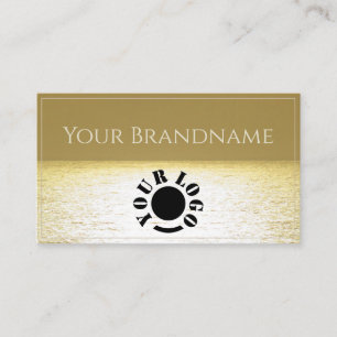 Gold Ocean Black Bird Palm Silhouette Professional Business Card