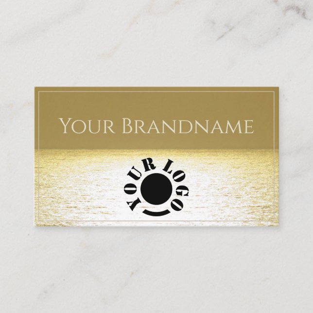 Gold Ocean Black Bird Palm Silhouette Professional Business Card (Front)