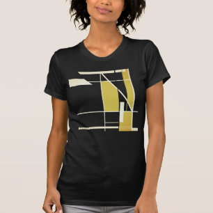 Gold Off-White Geometric Mosaic Abstract MCM Look T-Shirt