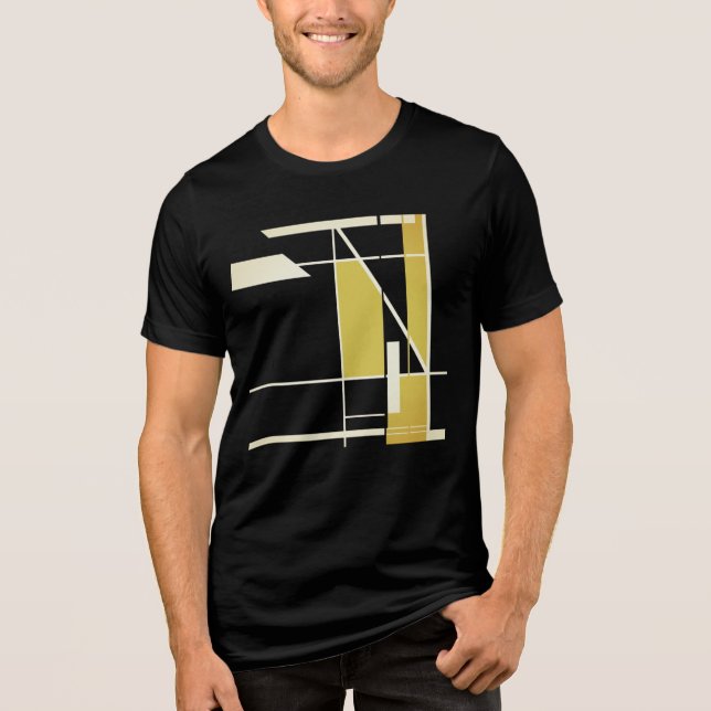 Gold Off-White Geometric Mosaic Abstract MCM Look Tri-Blend Shirt (Front)