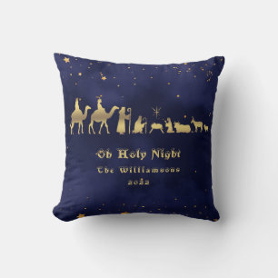 Gold Oh Holy Night Christmas Customized  Throw Pillow