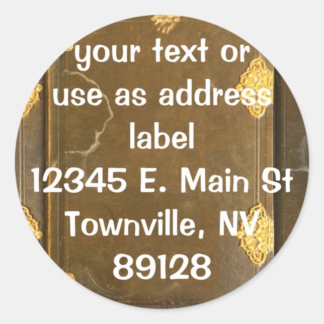 Gold & Old Book Cover Classic Round Sticker (Front)