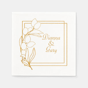 Gold Olive Branch with Gold Frame Napkin