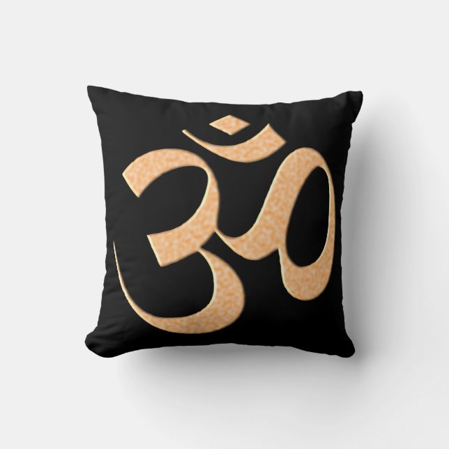 Gold Om  Throw Pillow (Front)