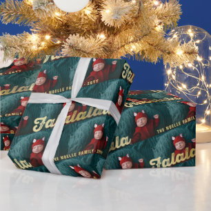 Gold Ombre Chic Falalalala Christmas Photo Collage Wrapping Paper