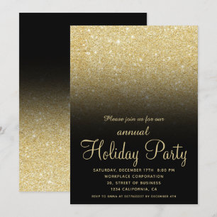 Gold ombre glitter Christmas business corporate Invitation