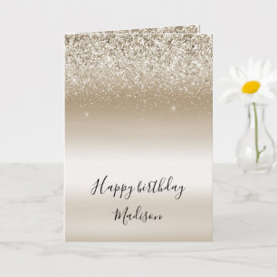 Gold Ombre Glitter Sparkle Birthday Card