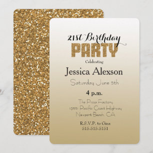 Gold Ombre Gold Glitter Invitation