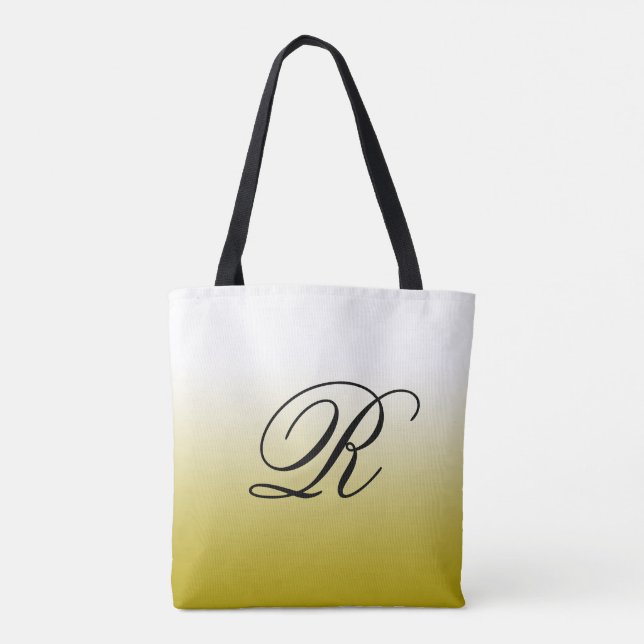 Gold Ombre Over Any Colour with Monogram Tote Bag (Back)