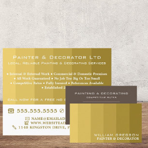 Gold Ombre Stripes, Painter & Decorator Business Card