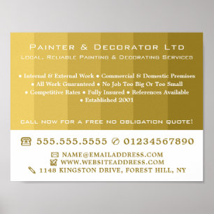 Gold Ombre Stripes, Painter & Decorator Poster