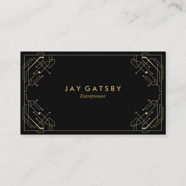 Gold On Black Art Deco/Art Nouveau Business Card (Front)