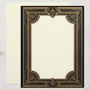 Gold on Black Art Deco Classic Letterhead