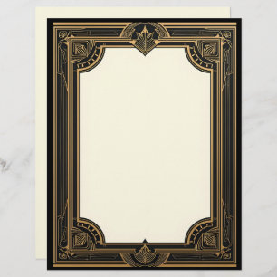 Gold on Black Art Deco Classic Stationery