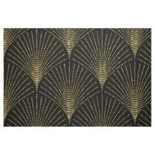 Gold on black art-deco geometric pattern. fabric