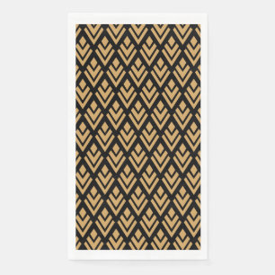 Gold on Black Art Deco Geometric Pattern Napkin