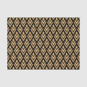Gold on Black Art Deco Geometric Pattern Tissue Paper