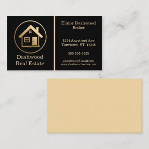 Gold on Black Luxury Real Estate Business Card