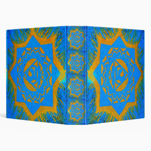 gold on blue tantric symbol binder