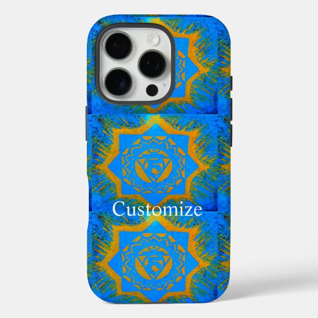 gold on blue tantric symbol Case-Mate iPhone case (Back)