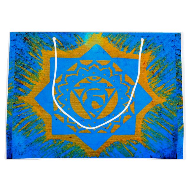 gold on blue tantric symbol large gift bag (Front)