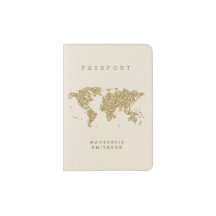 Gold on Cream World Map Personalized