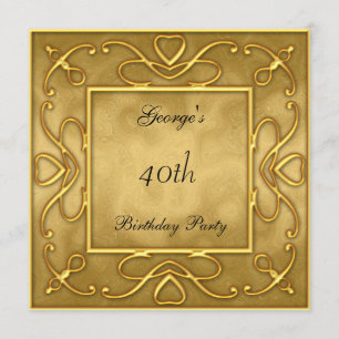 Gold on Gold Birtday Party Invitation