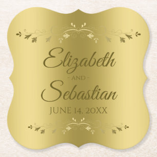 Gold on Gold Elegant Gradient Wedding Reception Paper Coaster