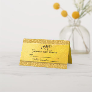 Gold on Gold Glitter Place Card