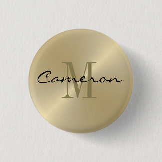 Gold On Gold Initial and Name Personalized 1 Inch Round Button