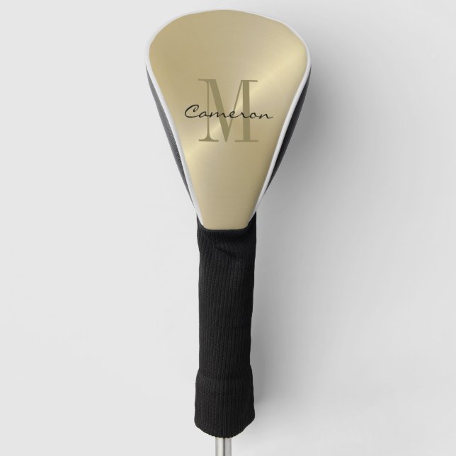 Gold On Gold Initial and Name Personalized Gift Golf Head Cover (Front)