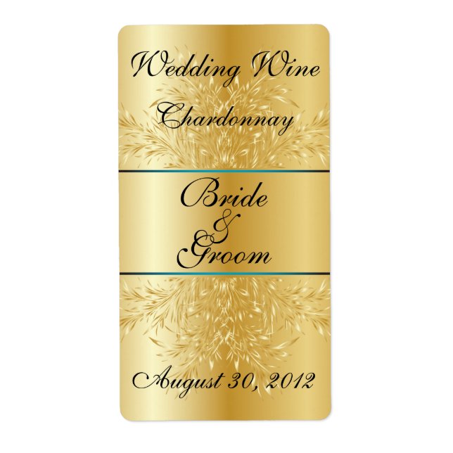 Gold on Gold  Wedding Wine Label (Front)