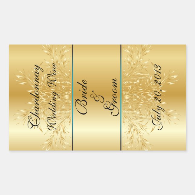 Gold on Gold Wedding Wine Label Sticker (Front)