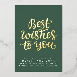 Gold on Green Best Wishes to you and your family Foil Holiday Card