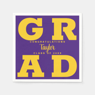 Gold on Purple Graduation Napkin