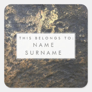 Gold on Rock Custom Printed Name Label Stickers