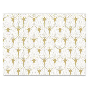 Gold on White Art Deco Geometric Pattern Tissue Paper