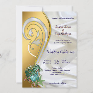 Gold on White Silk with Tropical Splendour Invitation