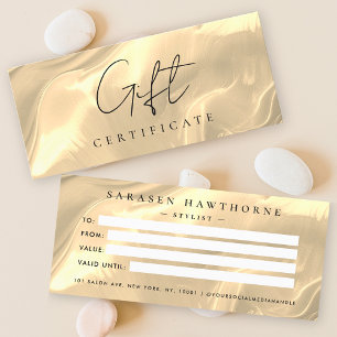 Gold Opal Stone Background Gift Certificate Card