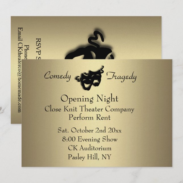 Gold Opening Night Invitation (Front/Back)