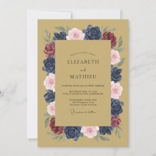 Gold Opulent Floral Wedding Invitation